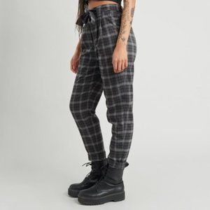 Plaid Paper Bag Dress Pants